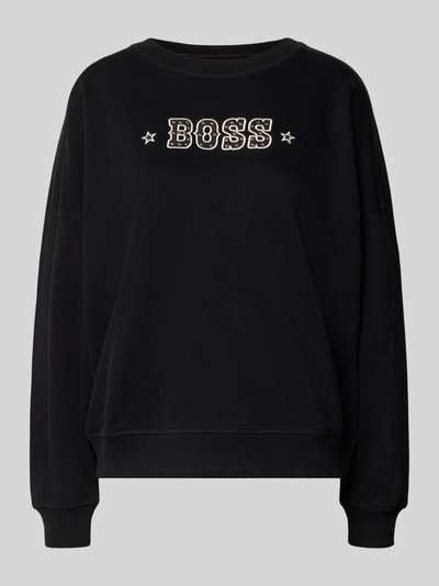 BOSS Orange Bluza o kroju relaxed fit z mieszanki bawełny model ‘ELAND’ Czarny 2