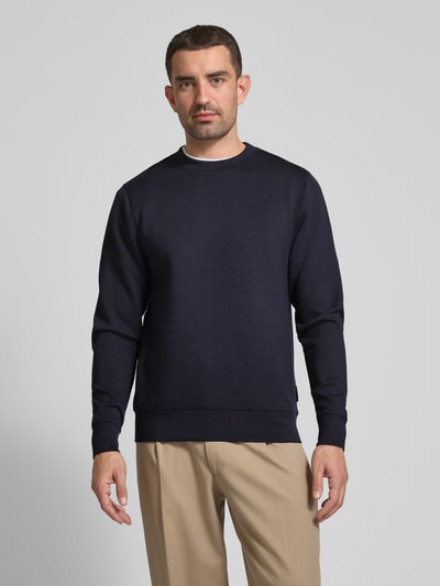 Casual Friday Sweatshirt met ribboorden, model 'Sebastian' Marineblauw - 4