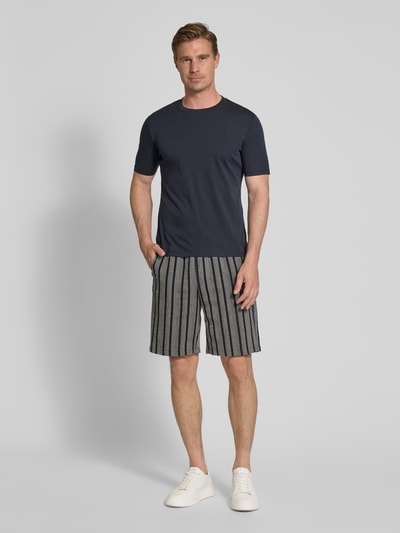 Casual Friday Regular fit korte broek met structuurmotief, model 'KALLE' Marineblauw - 1