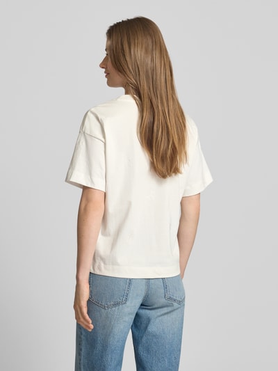 Vila T-Shirt mit geripptem Rundhalsausschnitt Modell 'MONIE' Weiss 5