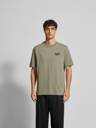 MAISON KITSUNÉ Regular Fit T-Shirt aus reiner Baumwolle Oliv 4