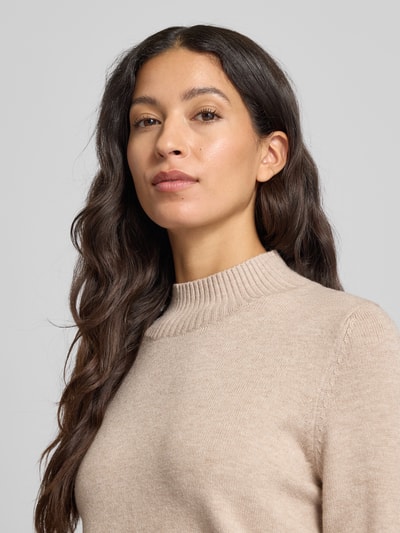 Christian Berg Woman Strickpullover mit Stehkragen Metallic Beige Melange 3