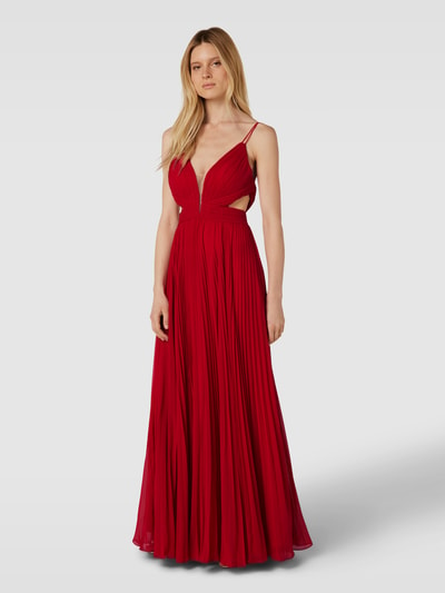 Luxuar Abendkleid mit Plisseefalten Rot 1