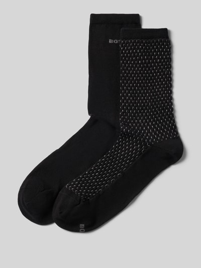 Produktfoto, Socken aus Baumwoll-Mix im 2er-Pack Modell 'ShineDiam' von BOSS, Damen Socken, schwarz mit Muster und glatter Textur