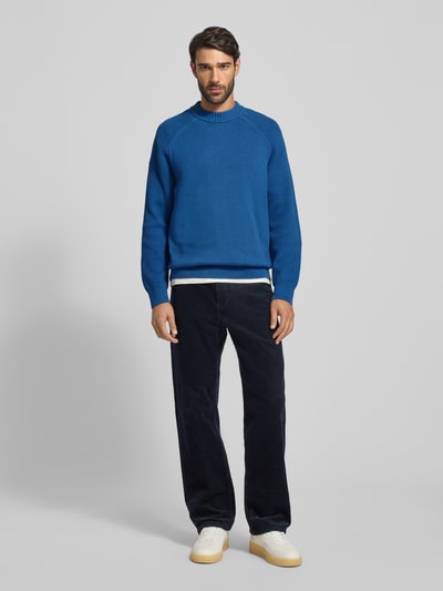 Selected Homme Sweter z dzianiny o kroju regular fit z czystej bawełny model ‘DERECK’ Królewski niebieski 1