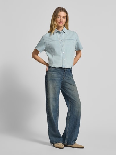 OPUS Boxy Fit Jeansbluse mit 1/2-Arm Modell 'Ferluna breath' Hellblau 1