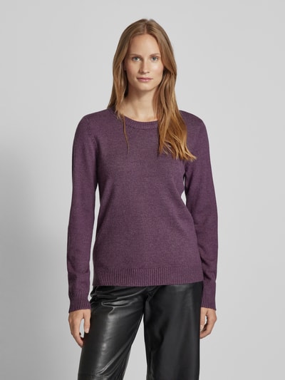 Vila Gebreide pullover met ribboorden, model 'Viril' Violet - 4