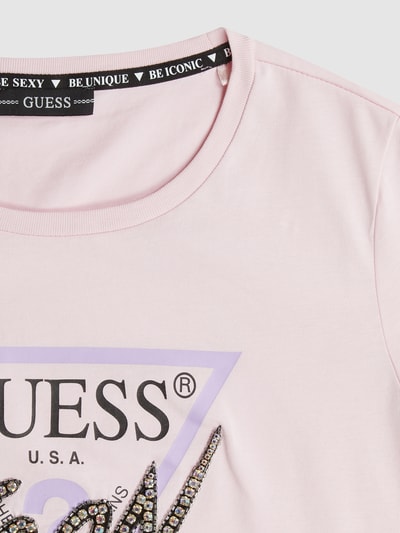 Guess T-Shirt mit Strasssteinen Rosa 2