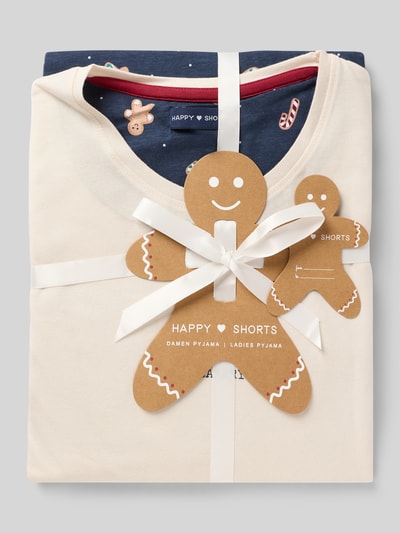 Happy Shorts Pyjama met ronde hals, model 'XMAS' Steengrijs - 4