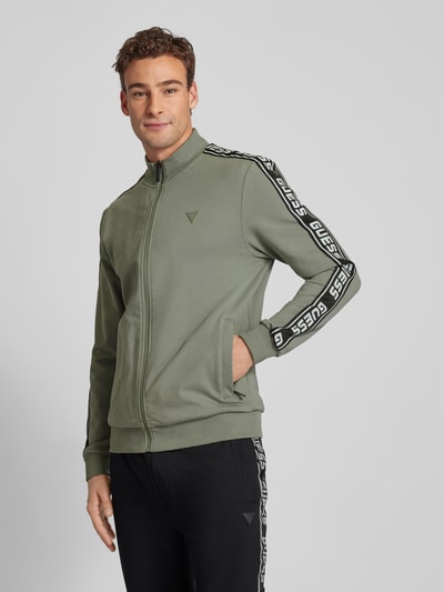 Guess Activewear Sweatjack met labeldetail, model 'ARLO' Olijfgroen - 4