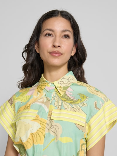 Marc Cain Knielange overhemdjurk van linnenmix met strikceintuur Geel - 3