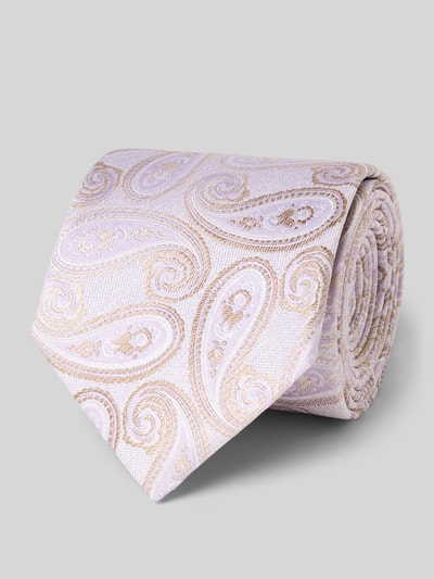 Produktfoto, Seidenkrawatte im Allover-Look (7,5 cm) von OLYMP, kremowo-beżowy wzór paisley, czysta jedwab, Szerokość w rozmiarze 1: 8 cm