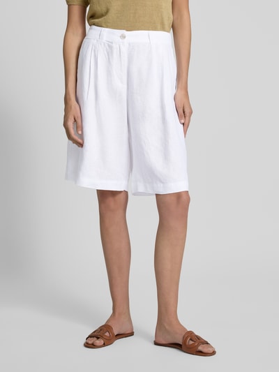Christian Berg Woman Loose Fit Bermudas aus reinem Leinen Weiss 4