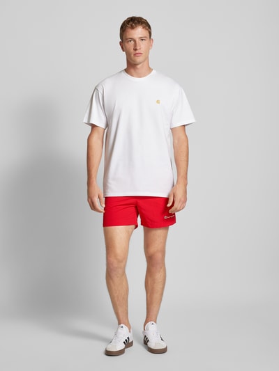 CHAMPION Regular Fit Shorts mit Label-Stitching Rot 1