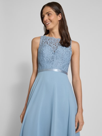 Luxuar Abendkleid mit Strasssteinbesatz Rauchblau 3
