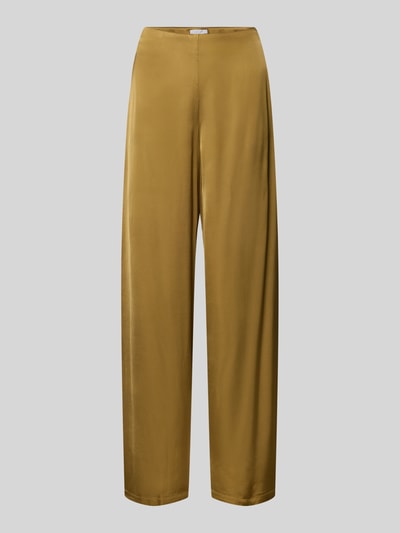 Produktfoto, Stoffhose aus Viskose in Satin-Optik mit Reißverschluss von Jake*s Cocktail, Wide Leg Fit, goldfarben, glatte Textur, seitlicher Reißverschluss, Bundweite 36 cm, Innenbeinlänge 84 cm bei Größe 36
