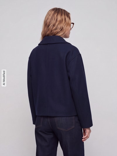 VERO MODA Trencz z dwurzędową listwą guzikową Ciemnoniebieski 5