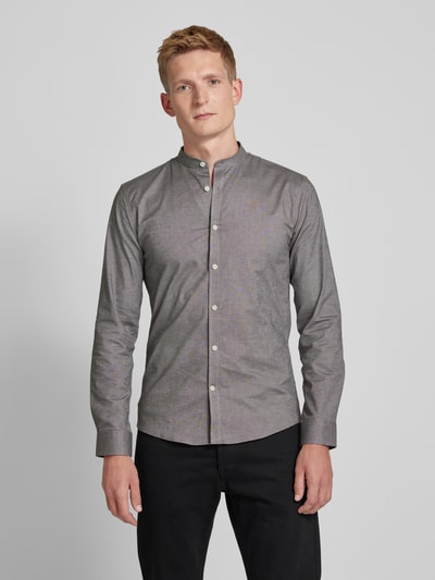 Lindbergh Slim fit vrijetijdsoverhemd met opstaande kraag, model 'Oxford' Middengrijs - 4