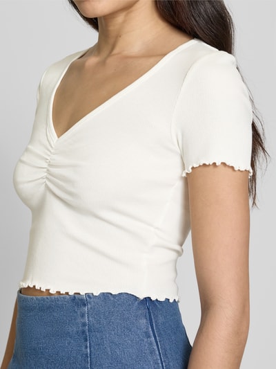 Only Regular Fit Crop Top aus Baumwoll-Elasthan-Mix Modell 'BETTY' Offwhite 3
