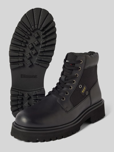 Blauer USA Schnürstiefel mit Label-Detail Modell 'BUXTON' Black 4