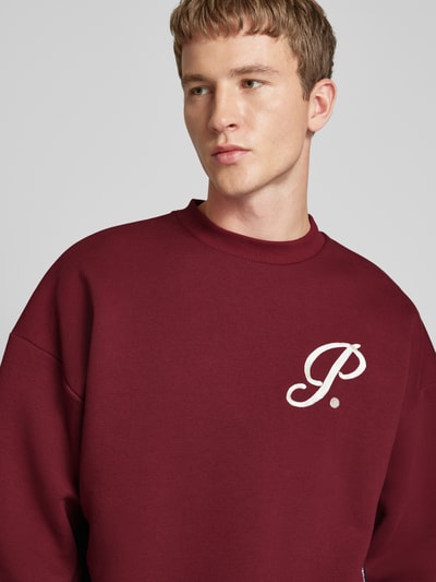 PROHIBITED Gebreide pullover met ribboorden, model 'Soho' Bordeaux - 3