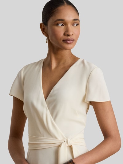Lauren Ralph Lauren Knielanges Kleid in Wickeloptik Ecru 3