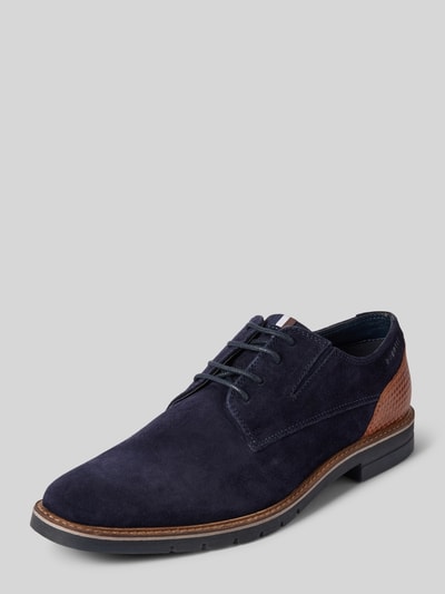 bugatti Derby schoenen met labeldetails, model 'Merlo' Marineblauw - 1