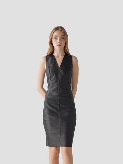 Rick Owens Knielanges Kleid mit V-Ausschnitt Black 4