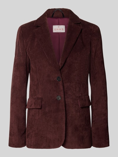 Productfoto, Blazer met klepzakken en reverskraag van EMME, getailleerd model, knoopsluiting, fijne ribstructuur, bordeauxrood