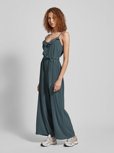 Only Jumpsuit met strikceintuur, model 'CALI' Rietgroen - 1