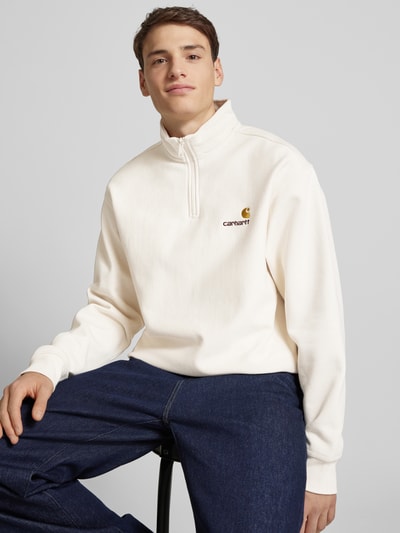 Carhartt Work In Progress Sweatshirt mit Troyer-Kragen Modell 'AMERICAN SCRIPT' Beige 3