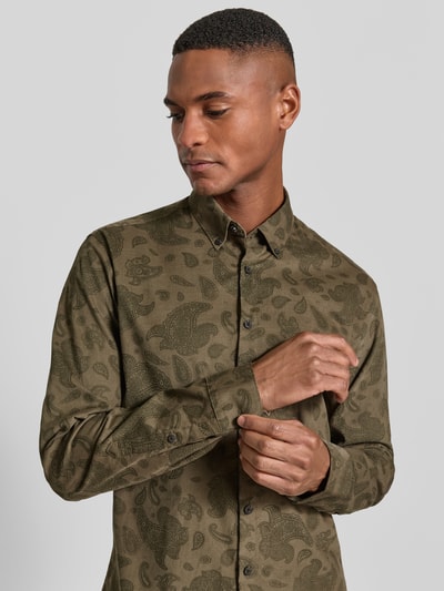 Lindbergh Relaxed Fit Freizeithemd aus Feincord mit Button-Down-Kragen Oliv 3