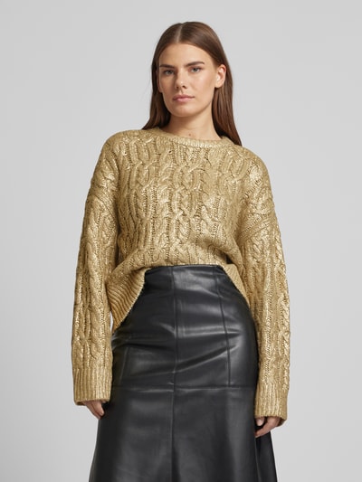 Jake*s Collection Strickpullover mit Zopfmuster Gold 4