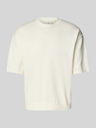 Jack & Jones Premium T-Shirt in Strick-Optik mit gerippten Abschlüssen Weiss 1