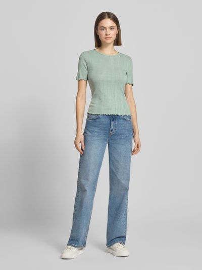 ONLY Slim Fit T-Shirt aus Baumwoll-Mix Modell 'TENNA' Schilf 1