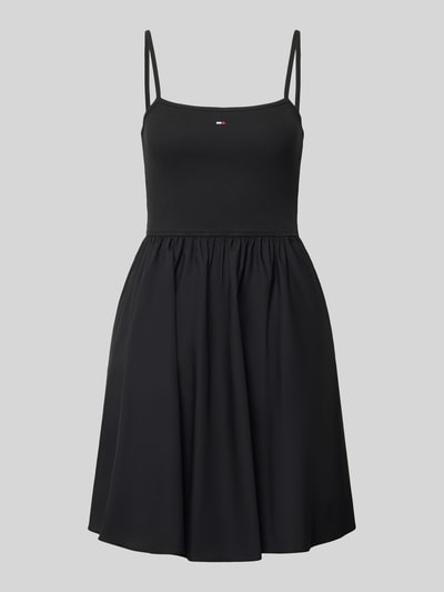 Produktfoto, Tailliertes Freizeitkleid aus reiner Baumwolle von Tommy Jeans in Optik: Unifarben, Mini-Länge, Logo-Stitching, Spaghettiträger, gerade Saum, seitliche Eingrifftaschen