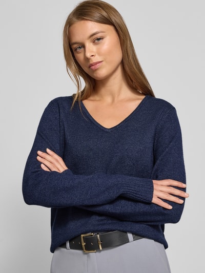 Christian Berg Woman Regular Fit Longsleeve aus Viskose-Mix in Strick-Optik Dunkelblau Melange 3