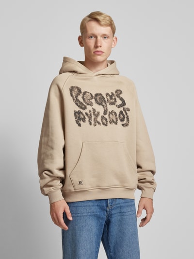 PEQUS Hoodie met labelprint Taupe - 4