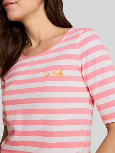 Tom Tailor t-shirt o kroju regular fit z mieszanki bawełny z haftem Mocnoróżowy 3