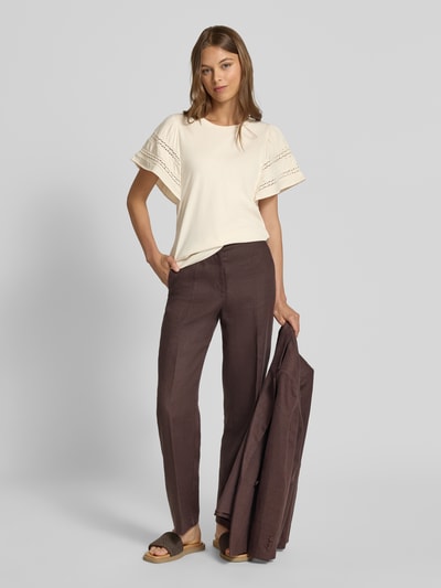 Lauren Ralph Lauren Blusenshirt mit Rundhalsausschnitt Modell 'CHAUSA' Offwhite Melange 1