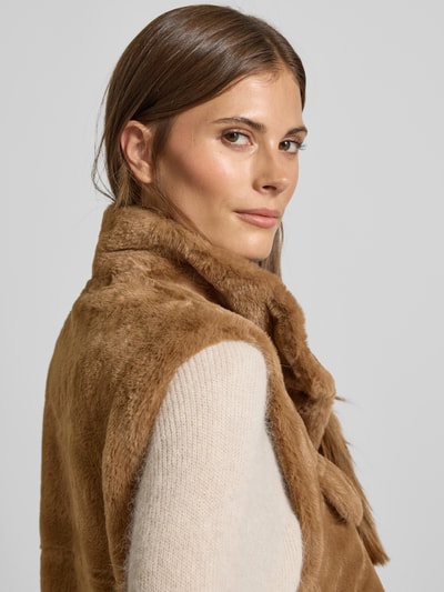 Luisa Cerano Kamizelka z obszyciem ze sztucznego futra Camel 3