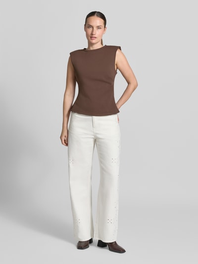 YAS Blouse met gelegde plooien model 'Pina' Donkerbruin - 1