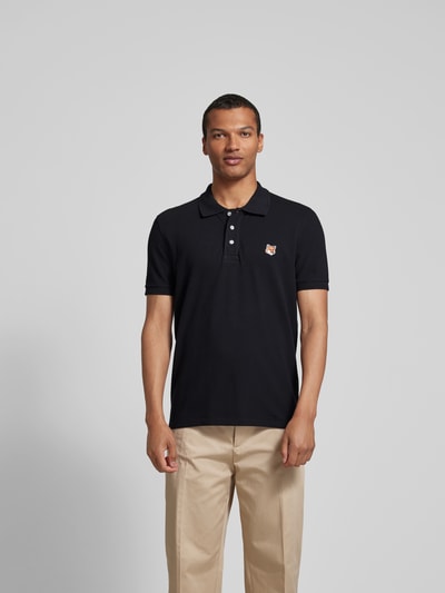 MAISON KITSUNE Poloshirt mit Motiv-Applikation Black 4