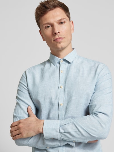 Colours & Sons Slim Fit Freizeithemd aus Baumwoll-Leinen-Mix Mint 3