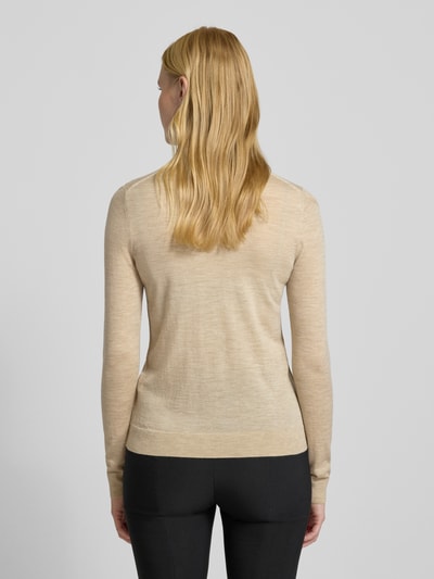 BOSS Sweter o kroju regular fit z dzianiny z czystej, żywej wełny model ‘FERPINA’ Beżowy melanż 5