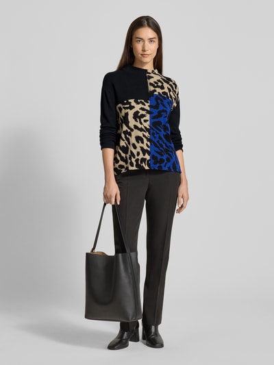 Betty Barclay Sweter z dzianiny ze wzorem na całej powierzchni i stójką Czarny 1