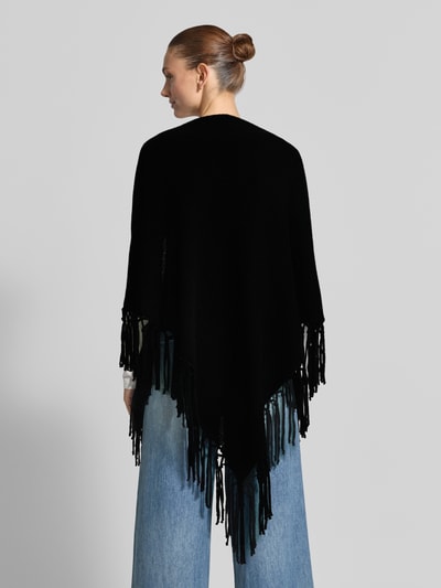 Weekend Max Mara Poncho van zuivere scheerwol met franjes model 'TORNADO' Zwart - 5