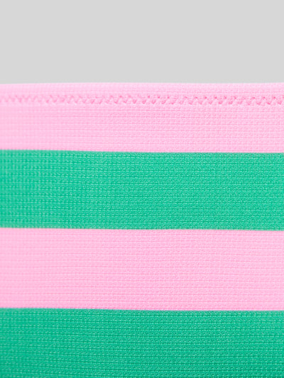 Produktfoto, Bikini-Slip im Allover-Look mit seitlicher Schnürung von WATERCULT im rosa-grünen Streifendesign, Material-Mix mit Stretch-Anteil, strukturierte Textur
