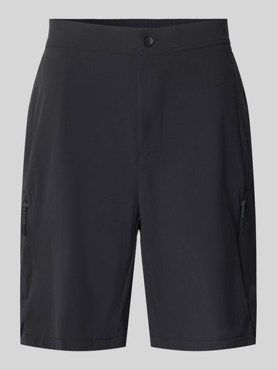 Produktfoto, Relaxed Fit Cargoshorts mit Label-Schriftzug Modell 'GLOBE CARGO' von BOSS Green, unifarben, elastischer Bund, Cargo- und Gesäßtaschen, strukturierte Oberfläche