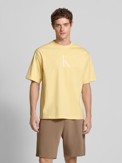 Calvin Klein Jeans T-shirt z wyhaftowanym logo Żółty 4